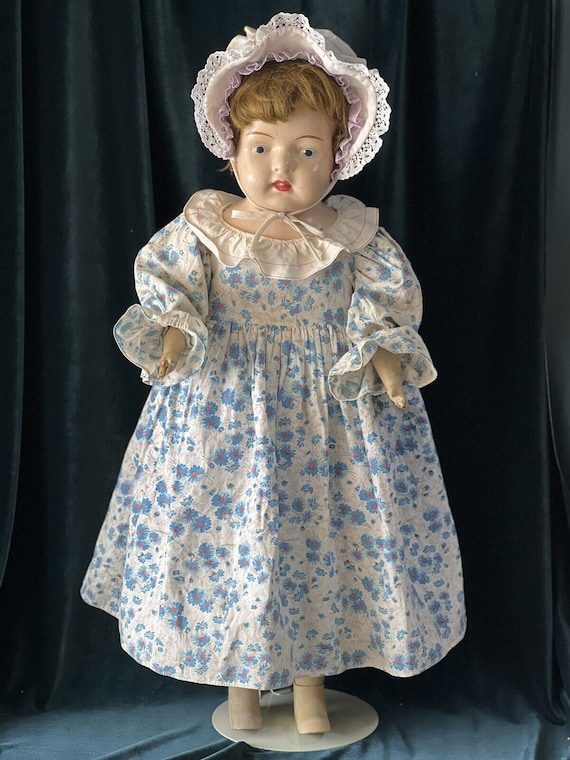 Antique French Bisque Doll Large Wonderfully Dressed 27 Tall Composition  and Wood Body