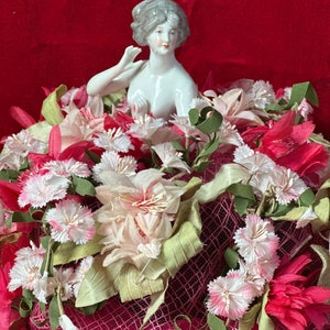 Antique German Dressel and Kister (?) Pincushion Half Doll Arms Away