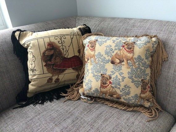 Set Of 2 Borgata Belgium Tapestry Dog Pillows With Lush Etsy