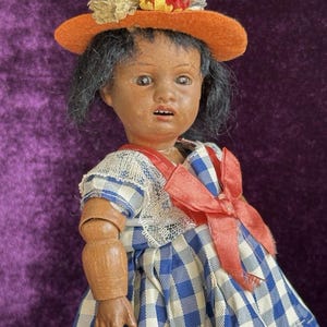 Rare Antique German 7” Gebrüder Kuhnlenz 34 16 Brown Complexion Bisque Doll
