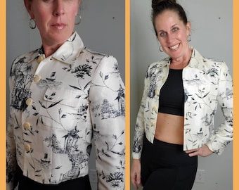 1990s blazer cropped vintage 90s Liz Claiborne Asian inspired jacket