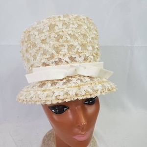 1960s hat mesh tall vintage 60s Marie Dickert flower pot millinery