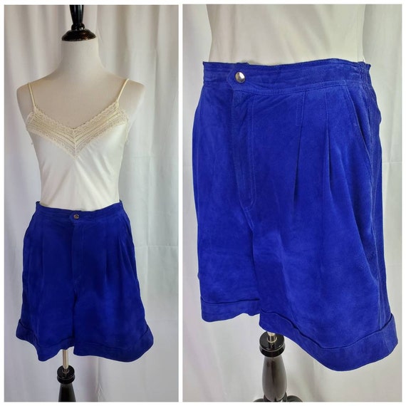 1980s vintage 80s leather Erez Sport Blue bermuda
