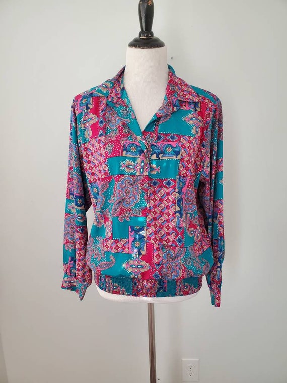 1980s blouse Alfred Dunner vintage 80s abstract p… - image 8