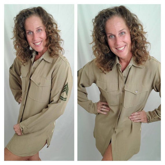 1950s shirt Marine Corps vintage 50s khaki Sergea… - image 1