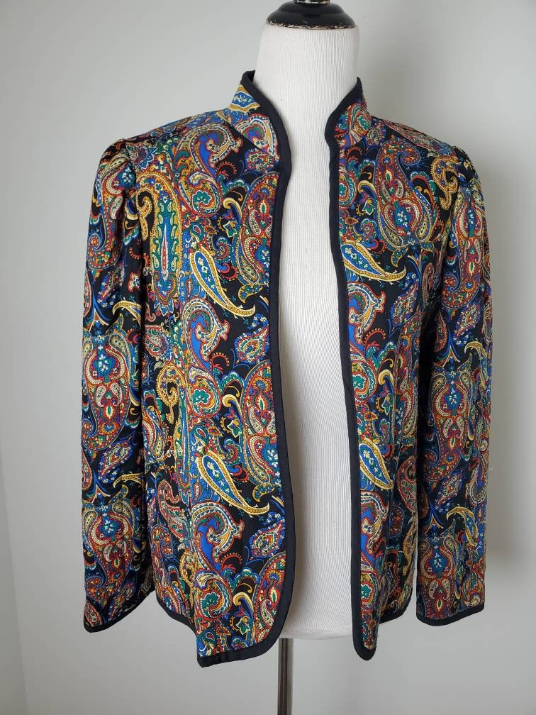 1990s Jacket Paisley Print Vintage 90s Quilted Blair Blazer | Etsy