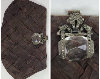 Antique clutch victorian brown fabric finger purse