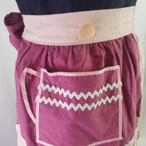 1960s apron vintage 60s handmade tea cup linen