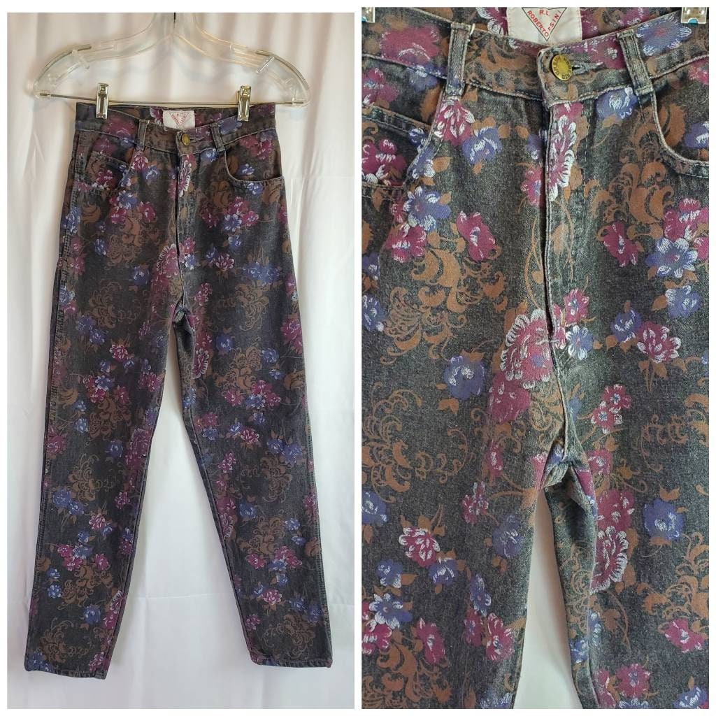 1980s Jeans Vintage 80s Floral Roberto 