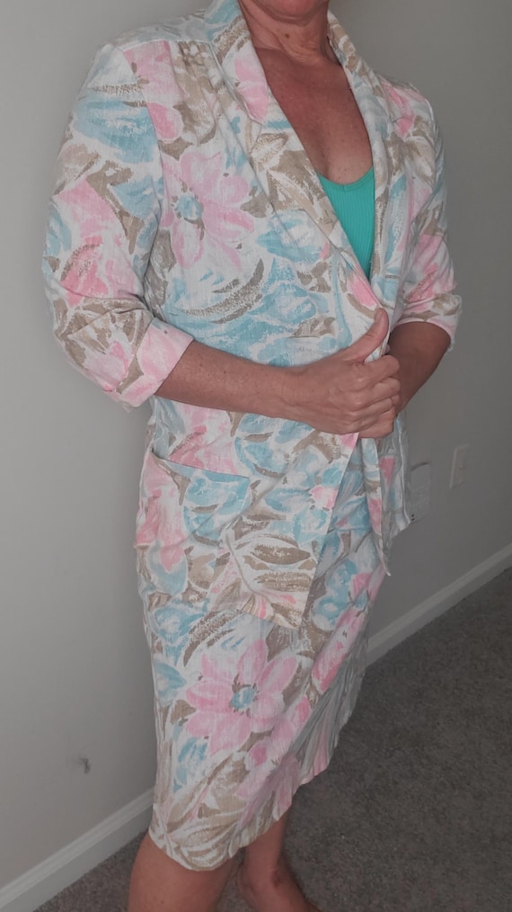 Vintage 80s Floral Suit 1980s Pastel Skirt and Blazer Canada