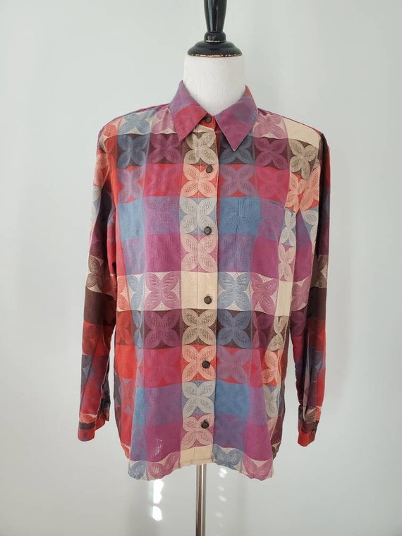 1980s blouse vintage 80s Alfred Dunner block colo… - image 5