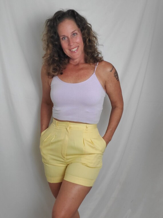 1980s shorts Oscar Dela Renta yellow bermudas - image 7