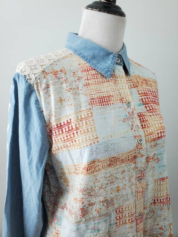 1990s blouse vintage 90s Chico's button down shirt - image 9