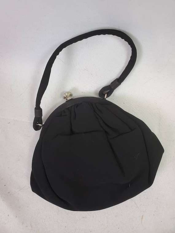 1950s handbag vintage 50s black JR USA evening bag - image 2