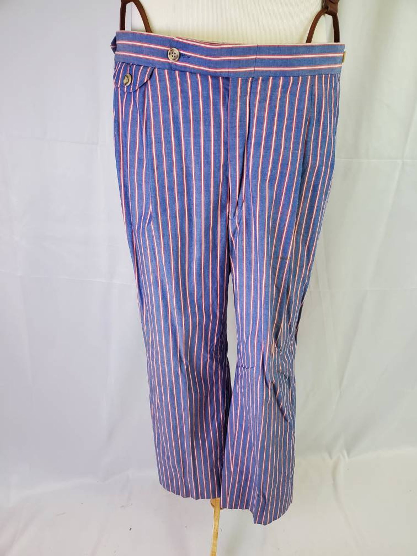 1980s striped pants vintage 80s red white and blue pleated | Etsy