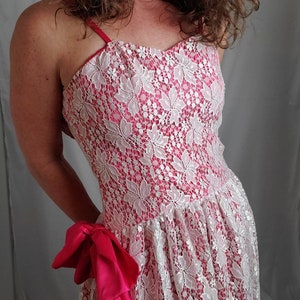 1980s prom dress fuchsia vintage 80s lace formal