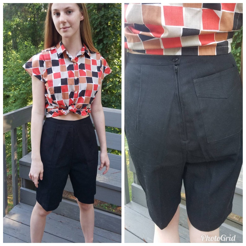 Vintage black shorts 60s Catalina Sportswear high waisted Bermuda shorts