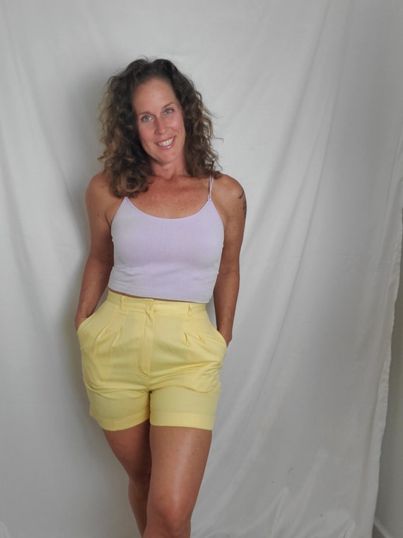 1980s shorts Oscar Dela Renta yellow bermudas - image 2