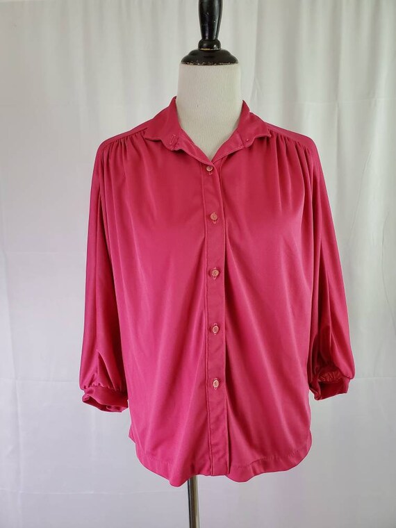 1970s blouse vintage 70s fuschia disco top - image 6