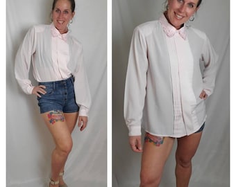 1980s blouse vintage 80s pink Yves St. Clair top