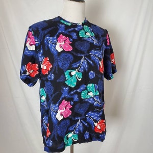 1980s blouse tropical floral vintage 80s Laurissa shirt