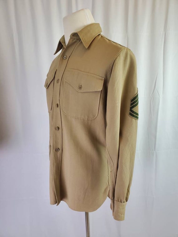 1950s shirt Marine Corps vintage 50s khaki Sergea… - image 9