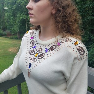 1980s dress sweater vintage 80s California Gold Rush beaded  midi