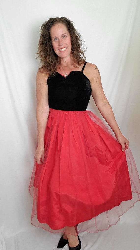 50s prom dress red tulle vintage 1950s formal - image 3
