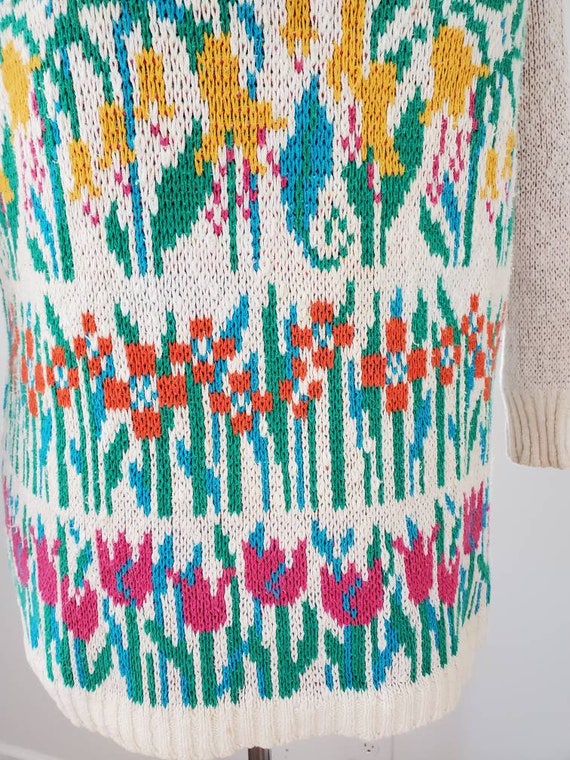 1980s sweater vintage 80s Crossings floral tulip … - image 9