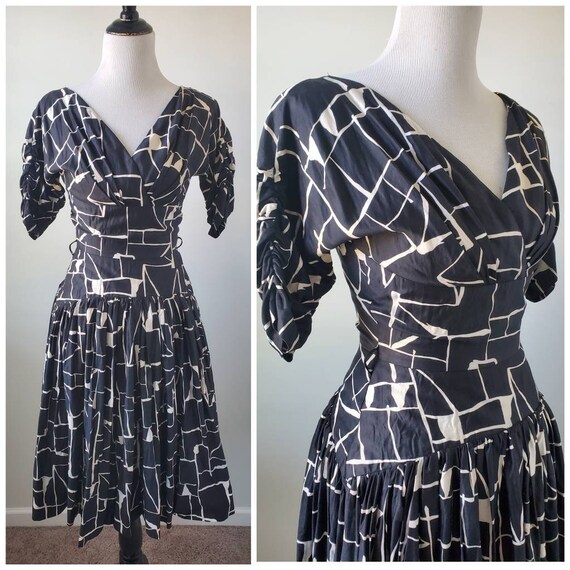 1950s dress vintage 50s drop waist Gigi Young orig