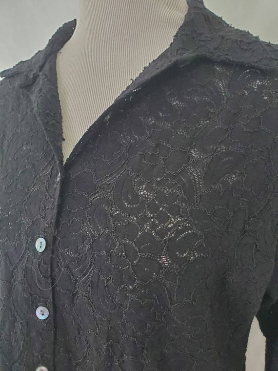 Vintage 90s blouse black lace 1990s Chico's Desig… - image 7