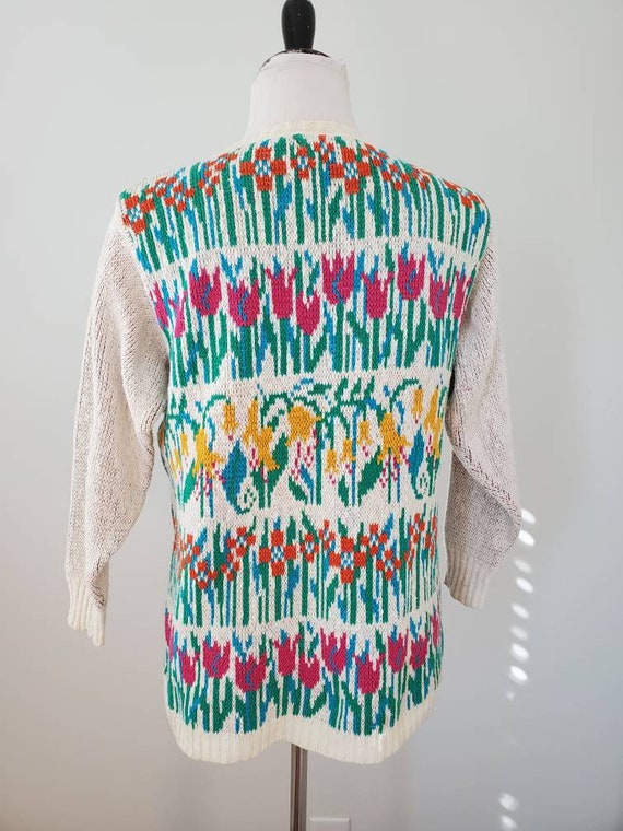 1980s sweater vintage 80s Crossings floral tulip … - image 7