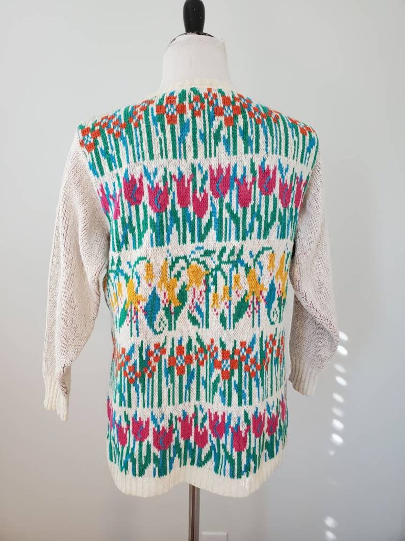 1980s Sweater Vintage 80s Crossings Floral Tulip Pullover - Etsy