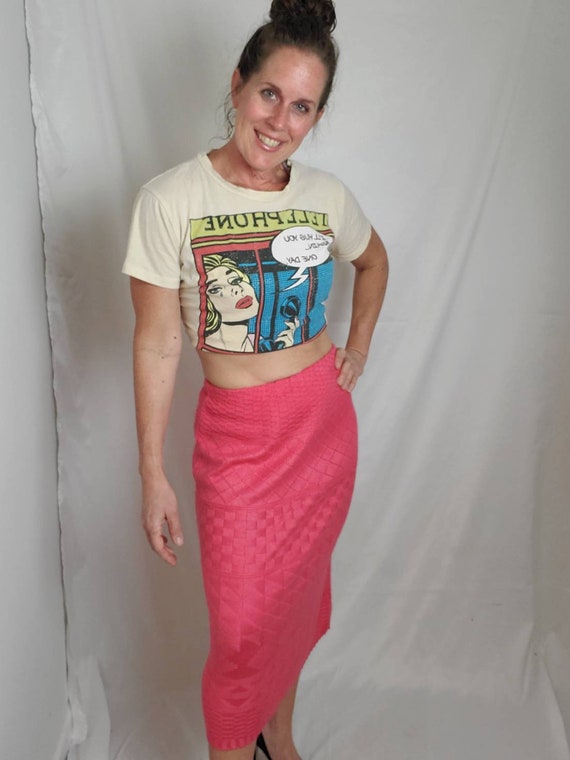 1990s skirt coral knit vintage 90s midi - image 3