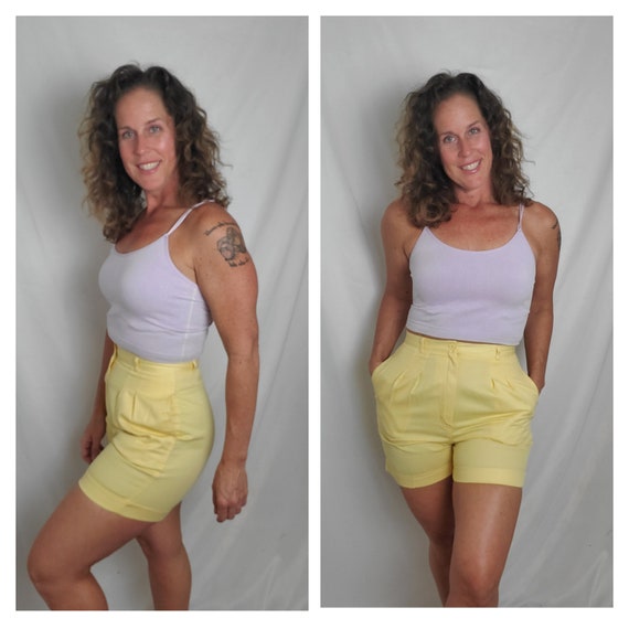 1980s shorts Oscar Dela Renta yellow bermudas - image 1