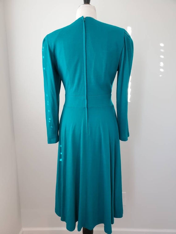 1980s dress vintage 80s S.G.Gilbert aqua green mi… - image 8