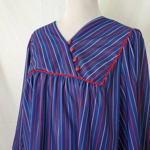 Vestido anos 80 listrado azul vintage anos 80 muumuu