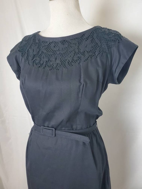 Vintage 50s dress 1950s charcoal gray Parues Fein… - image 7