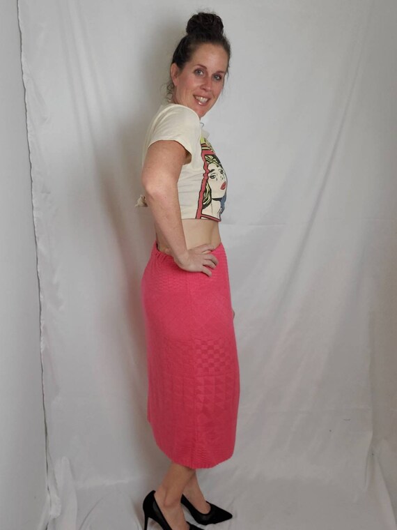 1990s skirt coral knit vintage 90s midi - image 6