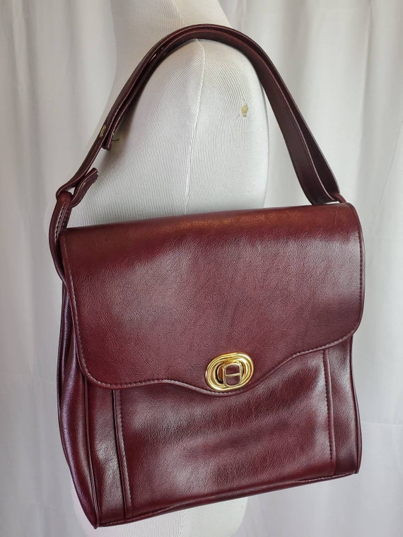 1990s handbag maroon vintage 90s shoulder bag pur… - image 1