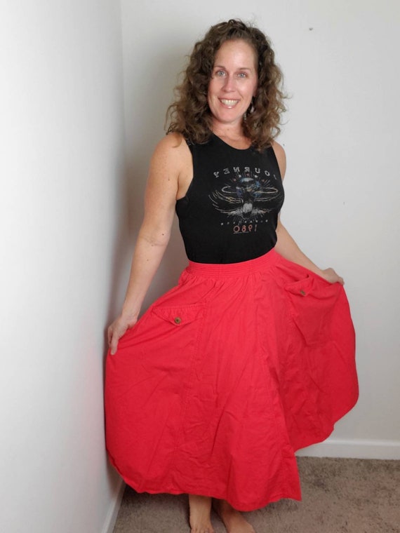 Vintage 80s skirt red 1980s Soko midi - image 6