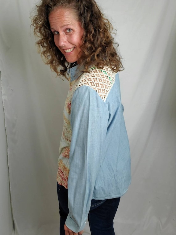 1990s blouse vintage 90s Chico's button down shirt - image 6