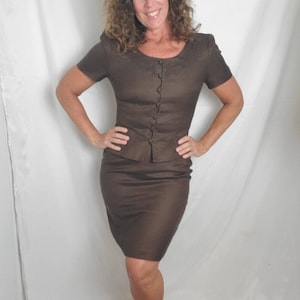 1980s suit brown vintage 80s Donna Morgan 2 piece set