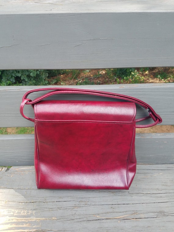 1990s handbag maroon vintage 90s shoulder bag pur… - image 5