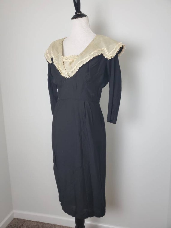 1940s dress vintage black 40s midi wiggle - image 6