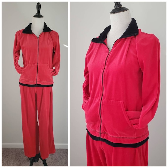 1990s red velour tracksuit vintage 90s Cappagallo