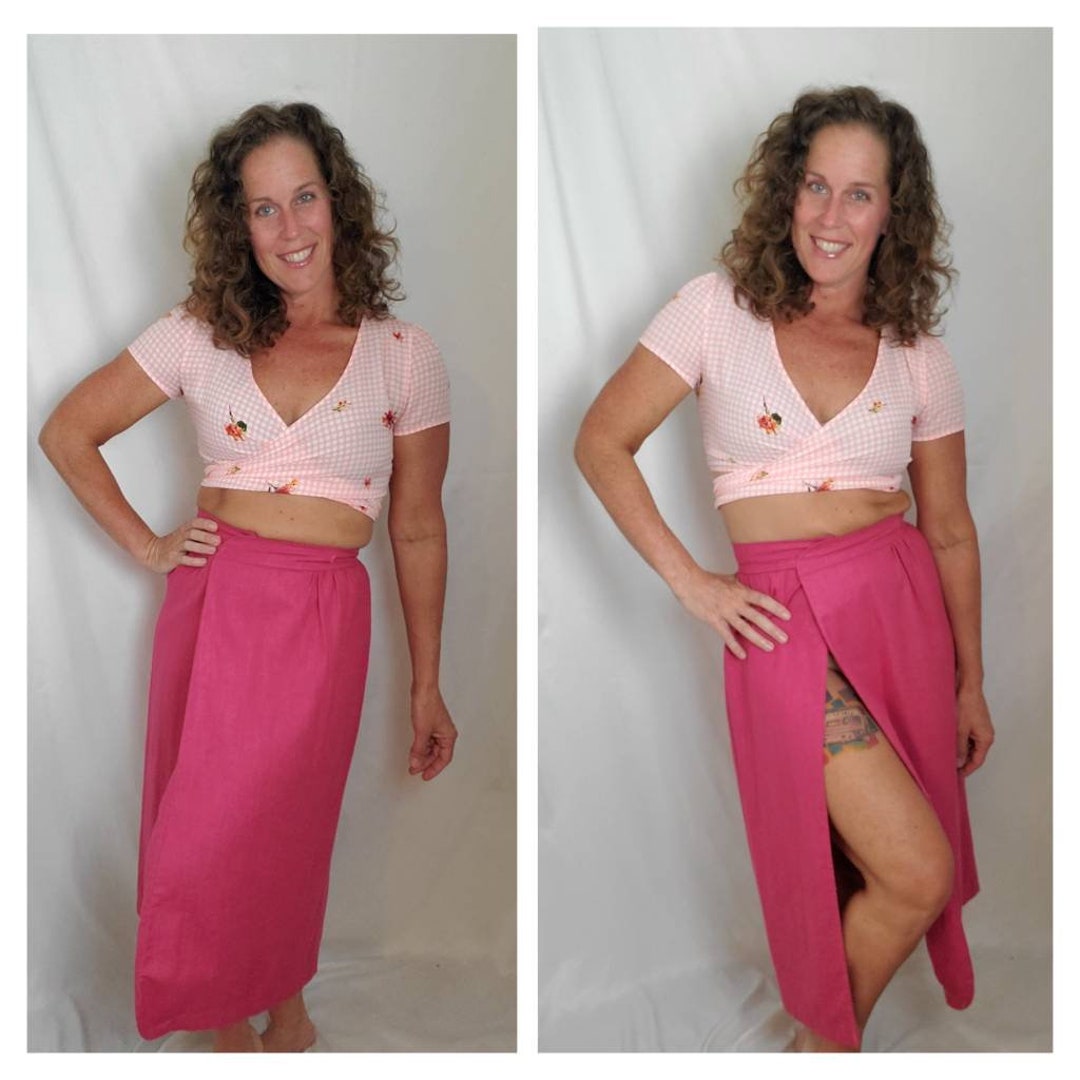 1970s Wrap Skirt Fuchsia Vintage 70s Bryn Mawr Pink Midi Etsy