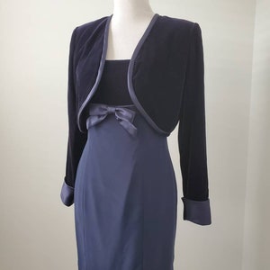1980s dress navy blue vintage 80s Black Tie Oleg Cassini jacket
