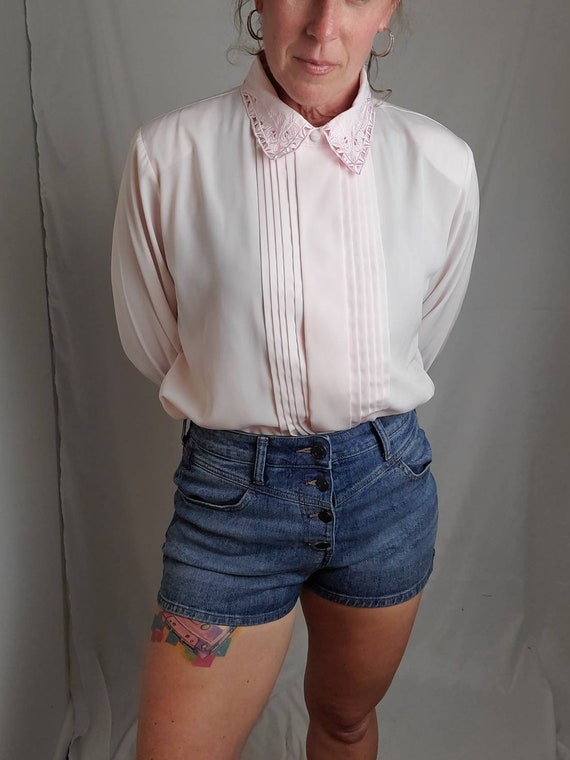 1980s blouse vintage 80s pink Yves St. Clair top - image 2