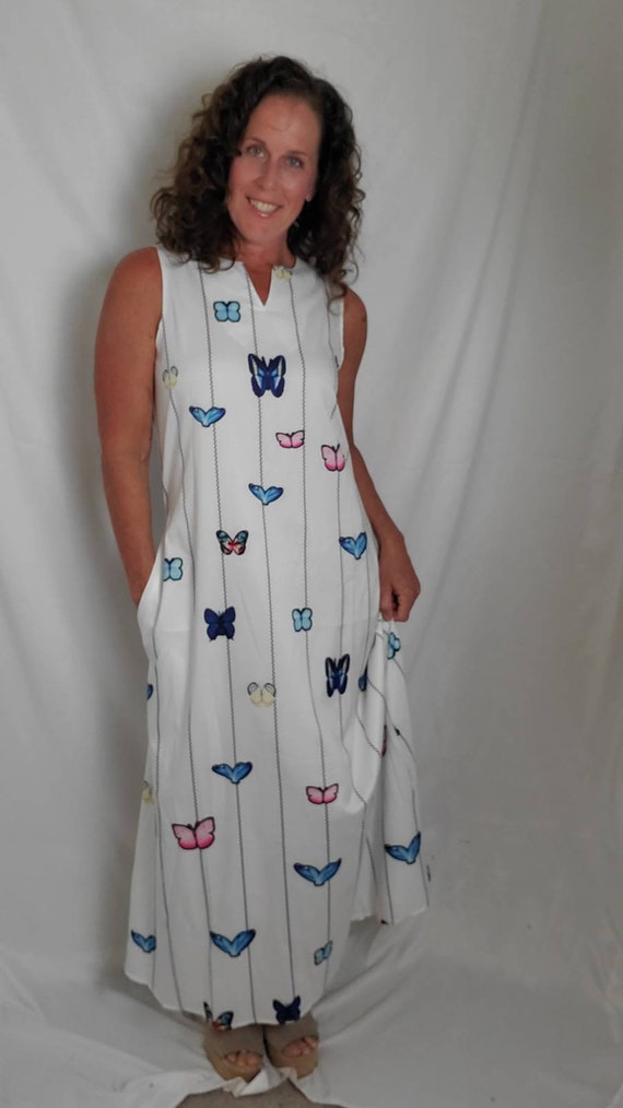 1990s dress butterfly vintage 90s cover-up maxi - image 2